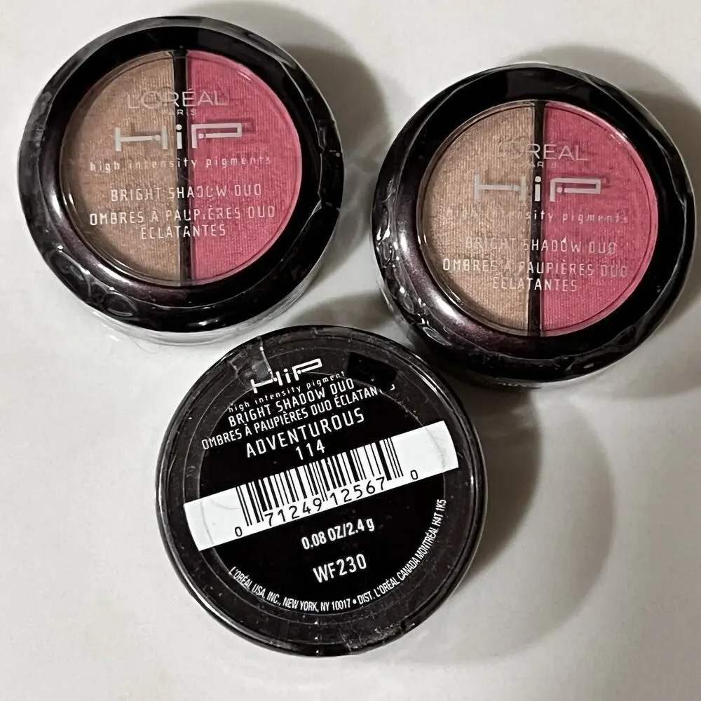 3 x Loreal Paris HIP Eyeshadow Duo 114 Adventurous Bright High Intensity Pigment
